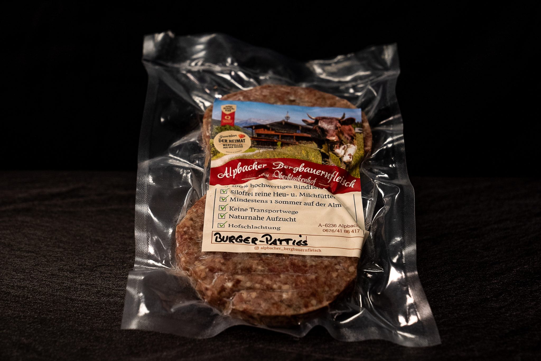 Rindfleisch Burger Patties zwei Stück (à ca. 180g) Alpbacher